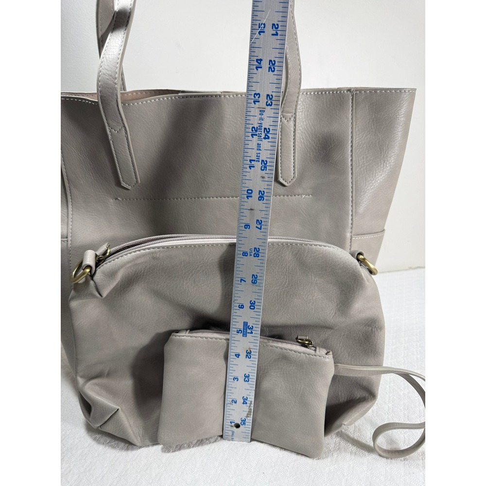 Joy Susan Colette 3-in-1 Vegan Leather Tote Crossbody Wristlet Set Taupe Gray - Picture 6 of 8